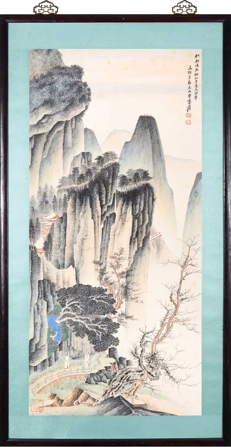 Autumn Gorge with a Pavilion